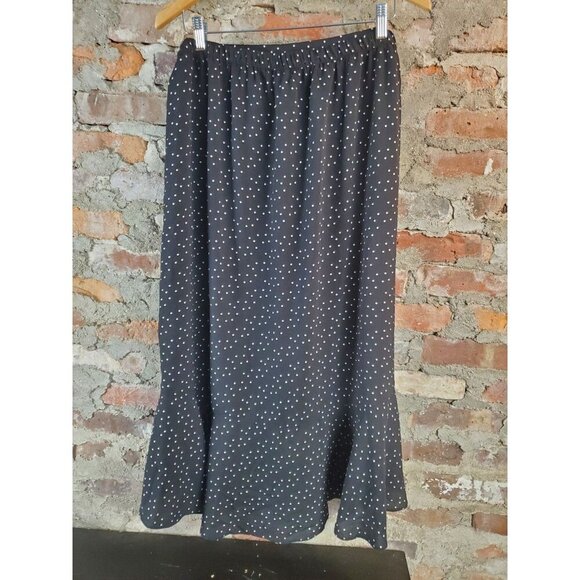 Max Studio Black and White Polka Dot Faux Wrap Skirt - Picture 2 of 2